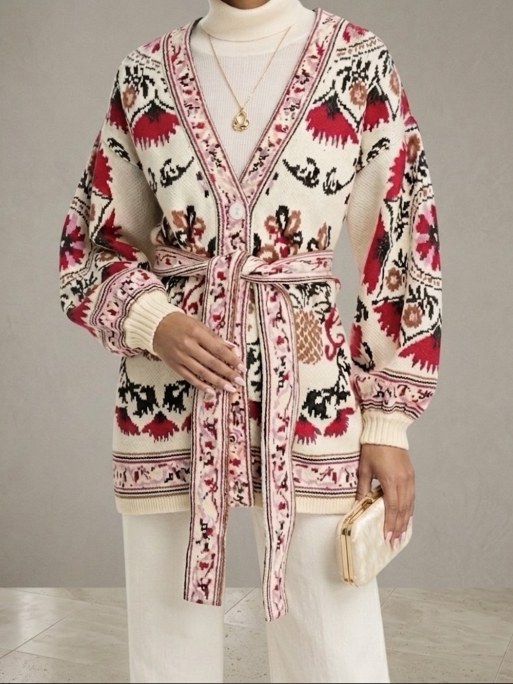 FARM Rio Cashew Mandala Belted Cardigan Bloomingdale’s Exclusive Women's S M NWT - Picture 3 of 14